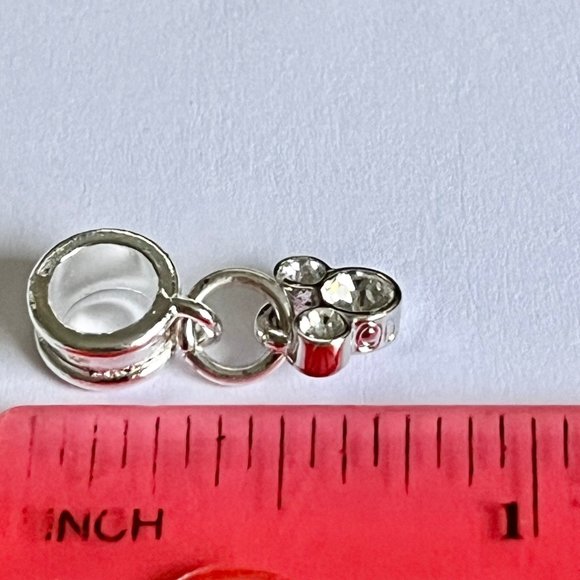 Vtg Disney Mickey Mouse Charm European Bead Slider SilverPlated Austrian Crystal - Picture 10 of 10